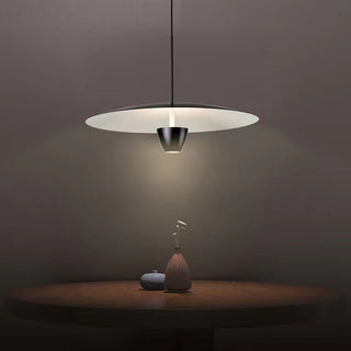 Arisha Suspension Ronde LED Minimaliste, Métal, Noir, Salon