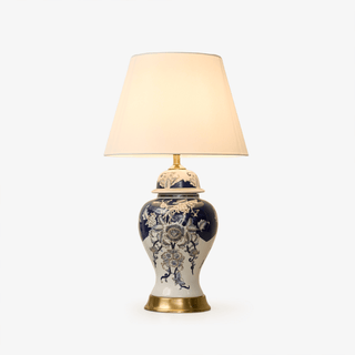 Gilt Accented Table Lamp-Neutral Decor