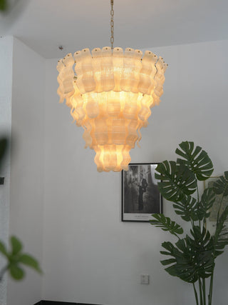 Borzi Lustre en Verre Jaune Feuille Luxueuse
