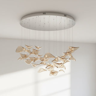Wave Floating Leaf Chandelier-Neutral Decor