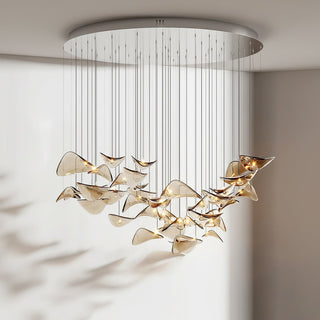 Wave Floating Leaf Chandelier-Neutral Decor