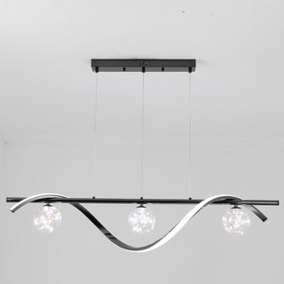 Arisha Suspension Linéaire Moderne, Métal/Verre, Noir/Or, Bar/Restaurant
