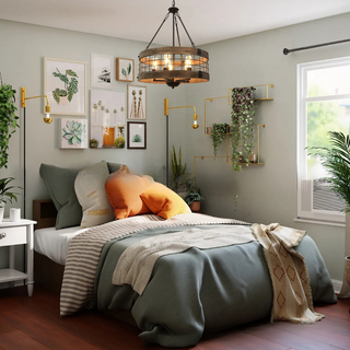 Silva Industriel LED Suspension Bois Métal Salon