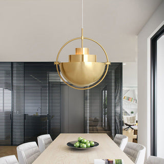 Arisha Luminaires Suspension LED Anneau Rétro Métal Chrome/Or Salon