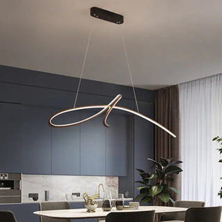 Arisha Suspension Linéaire Simple, Métal, Noir/Or, Salon