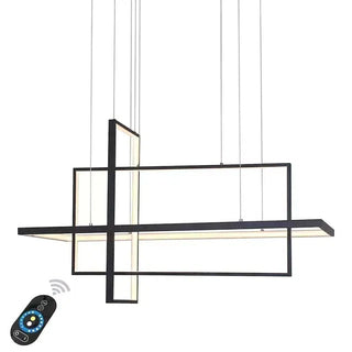 Arisha Lustre Rectangulaire Moderne, Métal/Gel de Silice, Noir/Blanc, Salon