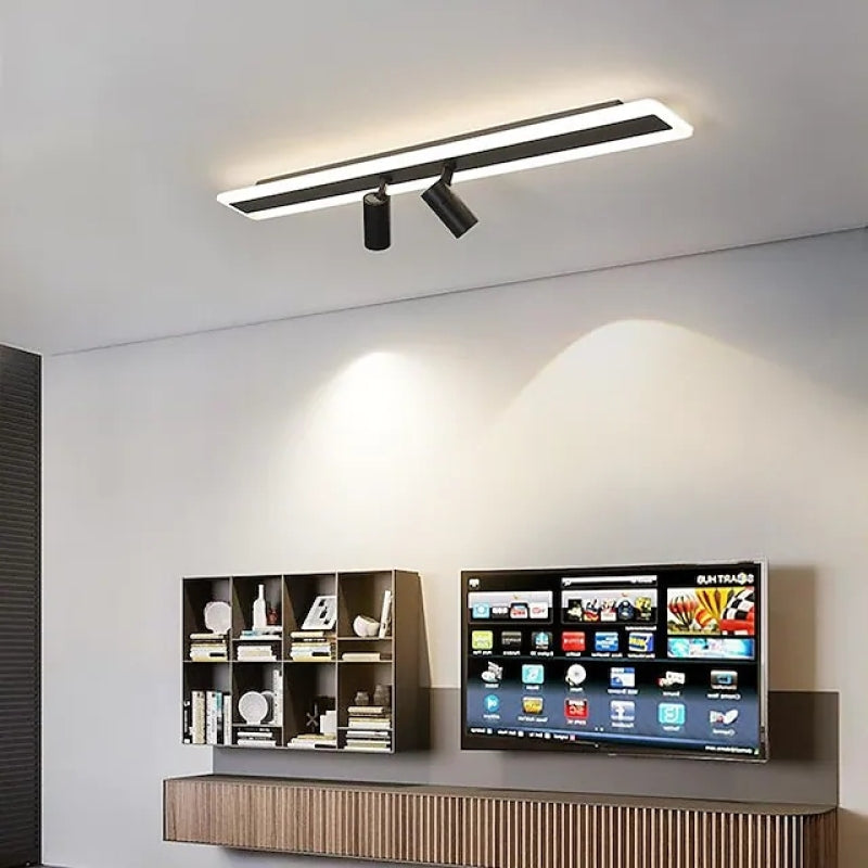 Aim Plafonnier Linéaire Minimaliste Métal/Acylique Noir Salle à Manger