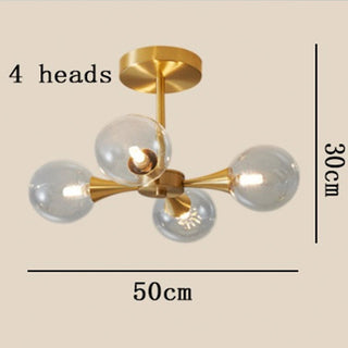 Valentina Suspension Boule Moderne, Laiton/Verre, Blanc/Claire, Salon