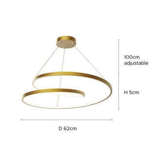 Arisha Suspension Cercle Courbé, Cuivre pur, Noir/Or, Salle à Manger/Chambre à Coucher