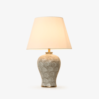 Patterned Ceramic Vase Table Lamp-Neutral Decor