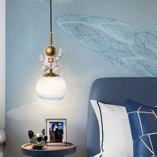 Aria Suspesion Globe Moderne, Metal/Verre, Blanc/Bleu, Chambre