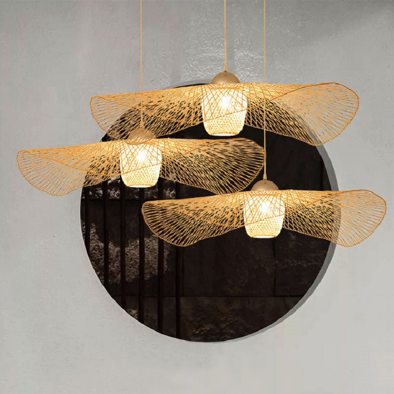 Ritta Suspension Rond Vintage, Bambou/Bois, Bois, Salon
