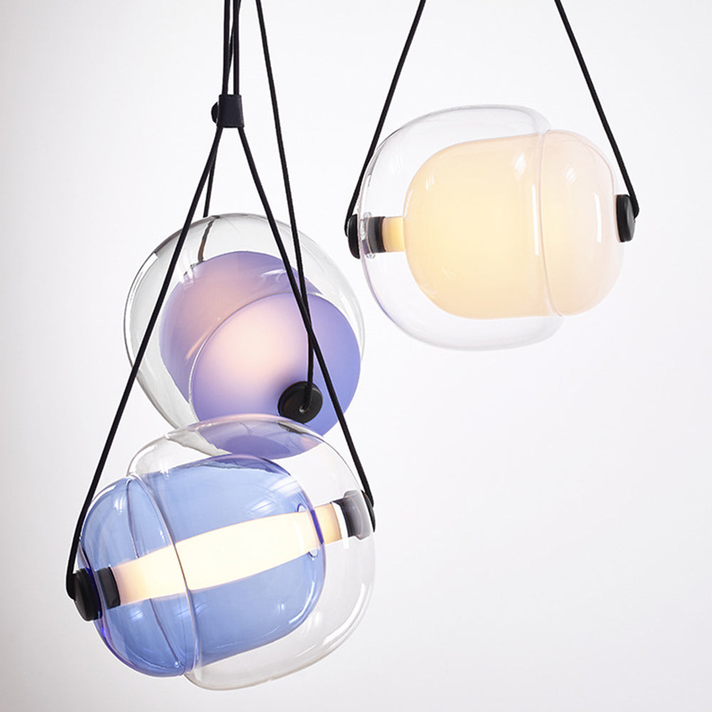 Valentina Design Luminaires Suspensions Bulle Moderne LED Verre Bleu/Jaune/Rose/Blanc Salon/Chambre à Coucher