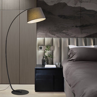 Mira Lampadaire Arche Moderne, Tissu/Métal, Noir, Salon/Chambre