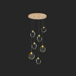 Kristy Suspension Ronde Nordique, Métal/Cristal, Doré, Escalier/Salon
