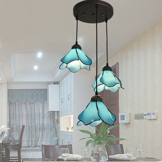 Ray Fleur Moderne LED Suspension Rose Bleu Métal Résine Salon