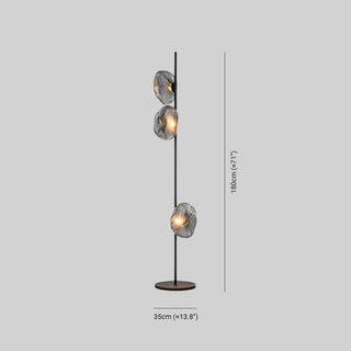 Avi Design Lampadaire Fleur Nordique Métal/Verre Noir/Or/Gris Chambre/Salon