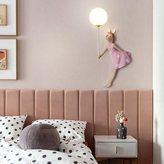 Aria Applique Murale Moderne en Forme de Ballon et de Fille, PV, Rose, Chambre à coucher