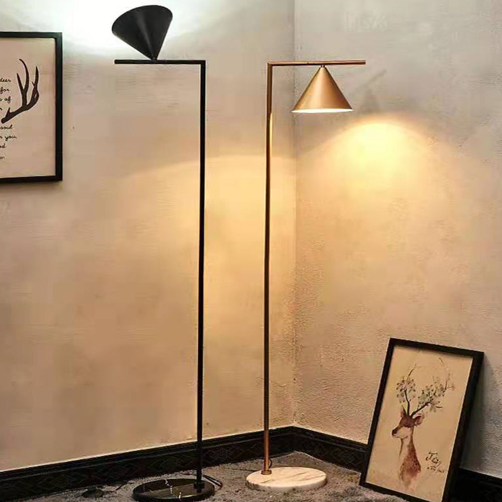 Arisha Lampadaire Géométrique Moderne, Marbre, Noir/Or, Salon