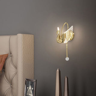 Arisha Applique Murale LED Design Cygne Art Deco Métal/Acrylique Or/Doré Rose Salon/Bureau