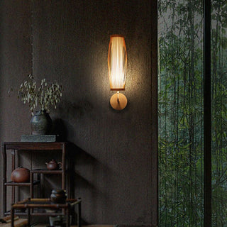 Ritta Applique Murale Intérieur Cylindre Vintage LED Bambou Marron Salon/Chambre