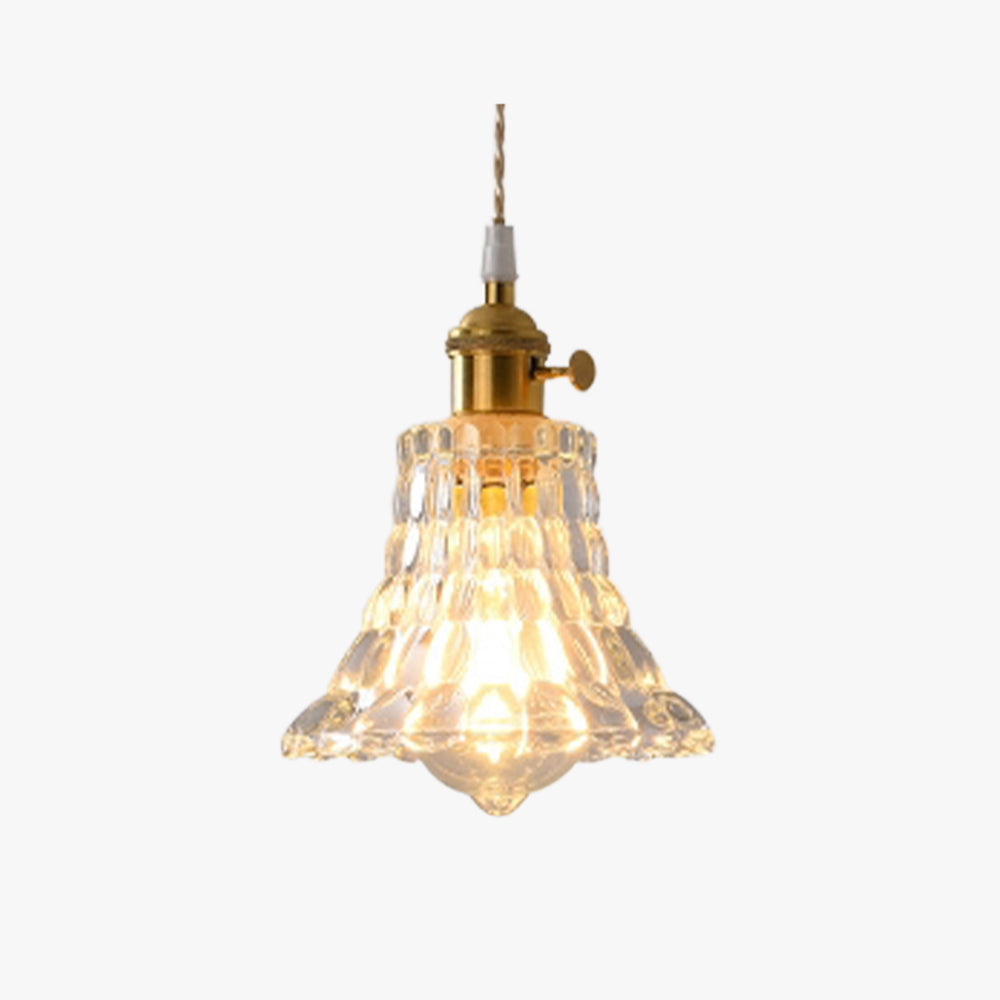 Valentina Luminaires Suspensions Art Deco Floral Vintage Métal/Verre Doré/Clair Salon/Chambre à Coucher