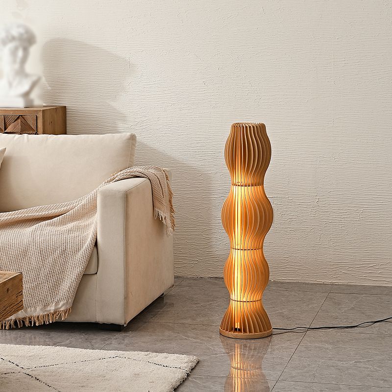 Muto Lampadaire Vague Moderne, Bois, Kaki, Salon