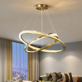Kristy Luminaires Suspensions Anneau Moderne Métal Acrylique Noir/Cuivre Salon/Chambre à Coucher