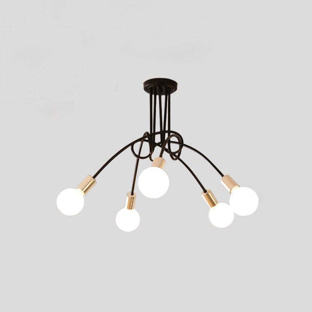 Valentina Lustre Linéaire/Bulle Moderne, Métal, Noir/Blanc/Or, Salon