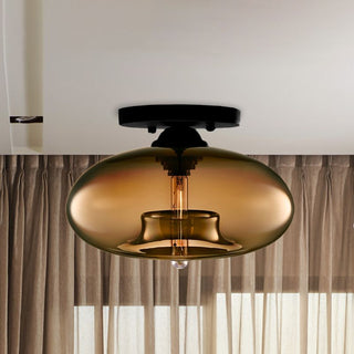 Arisha Oval Industriel LED Plafonnier Rouge/Marron/Ambre/Bleu Métal/Verre Salon