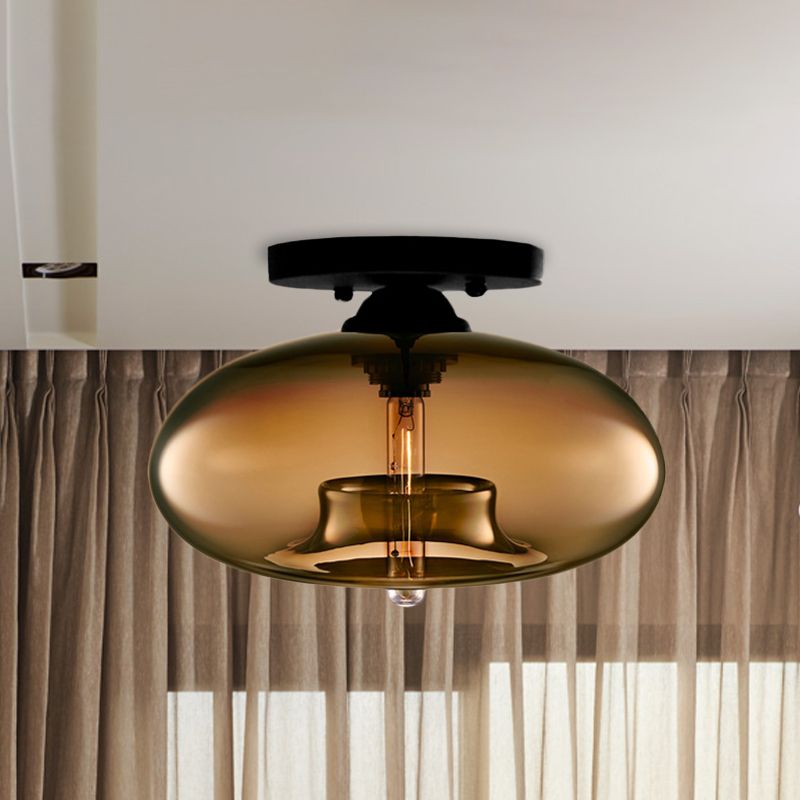 Arisha Oval Industriel LED Plafonnier Rouge/Marron/Ambre/Bleu Métal/Verre Salon