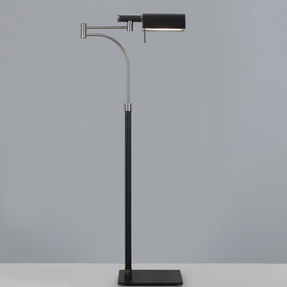 Mira Lampadaire Rectangulaire Moderne, Cuir/Métal, Noir, Salon