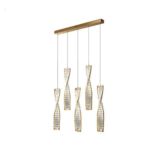Kristy Suspension Carrée Moderne, Métal/Cristal, Noir/Or, Chambre à Coucher/Bar