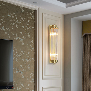 Kristy Applique Murale à Miroir Cylindrique Vintage Métal/Cristal Doré Salon/Chambre à Coucher/Salle de Bain