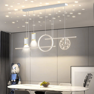 Arisha Luminaires Suspension Etoilé Moderne, Métal, Noir/Blanc/Or, Salon