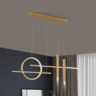 Arisha Suspension Linéaire Moderne, Métal/Acrylique, Noir/Or, Bar/Restaurant