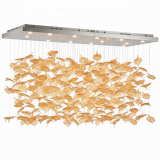 Multicolor Crystal Maple Leaf Chandelier-Neutral Decor