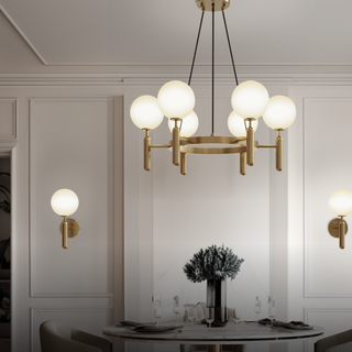 Kristy Luminaire LED Lustre Moderne Verre/Métal Doré/Blanc Salon
