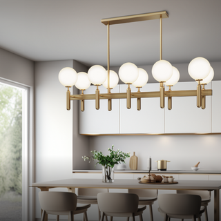 Kristy Luminaire LED Lustre Moderne Verre/Métal Doré/Blanc Salon