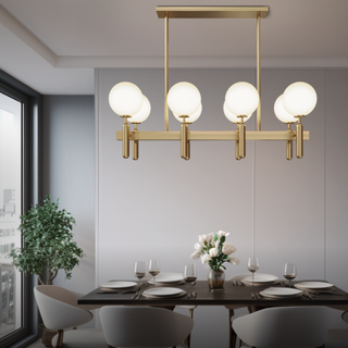 Kristy Luminaire LED Lustre Moderne Verre/Métal Doré/Blanc Salon