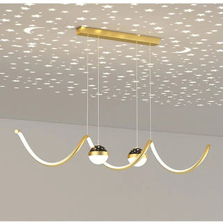 Arisha Suspension Linéaire Nordique, Métal/Acrylique, Noir/Blanc/Doré, Salon