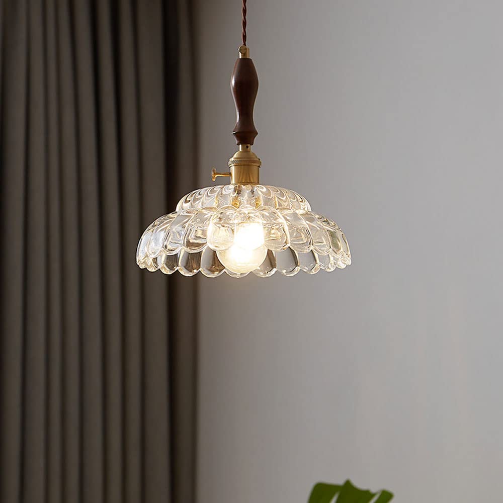Valentina Moderne LED Suspension Bois Métal/Verre Chambre À Coucher