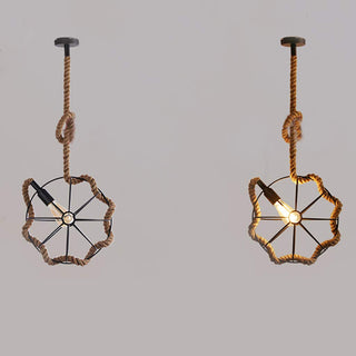 Epoch Suspension LED Rétro en Métal Noir/Barre de Corde/Salon