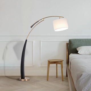 Mira Design Italien Lampadaire Arc Moderne Métal/Tissu Noir/Doré Salon