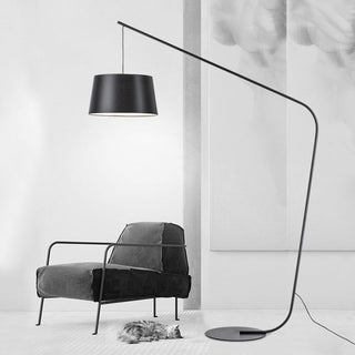 Mira Lampadaire Dôme Moderne, Métal/Tissu, Noir, Salon