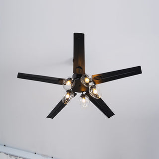 Zazoren Plafonnier Verre Noir Vintage Ventilateur de plafond