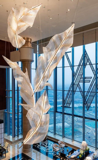 Zeshaen Lustre en Verre Feuilles Tombantes Créatives