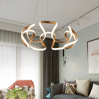 Eldorix Suspension Linéaire Moderne Doré/Café/Gris. Salon-Luire
