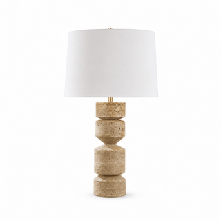 Geometric Travertine Table Lamp-Neutral Decor