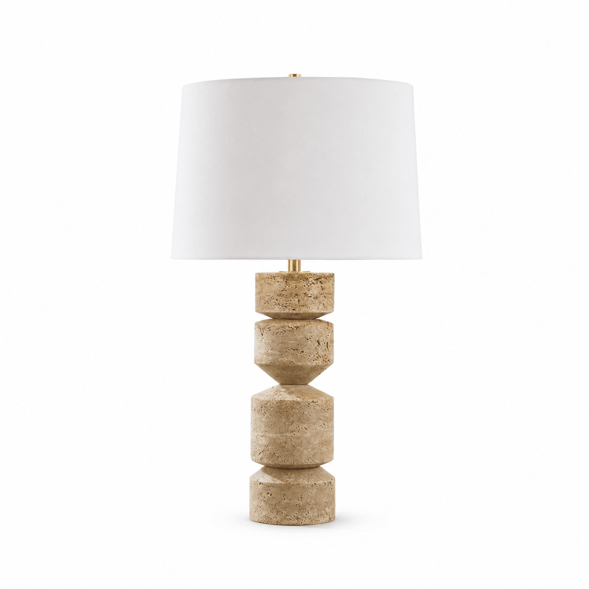 Geometric Travertine Table Lamp-Neutral Decor